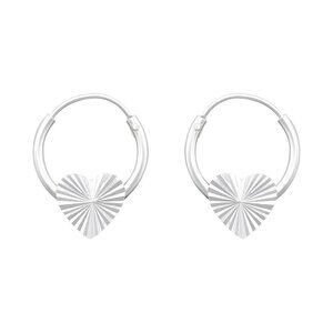 Sterling Silver Heart Hoop Earrings​